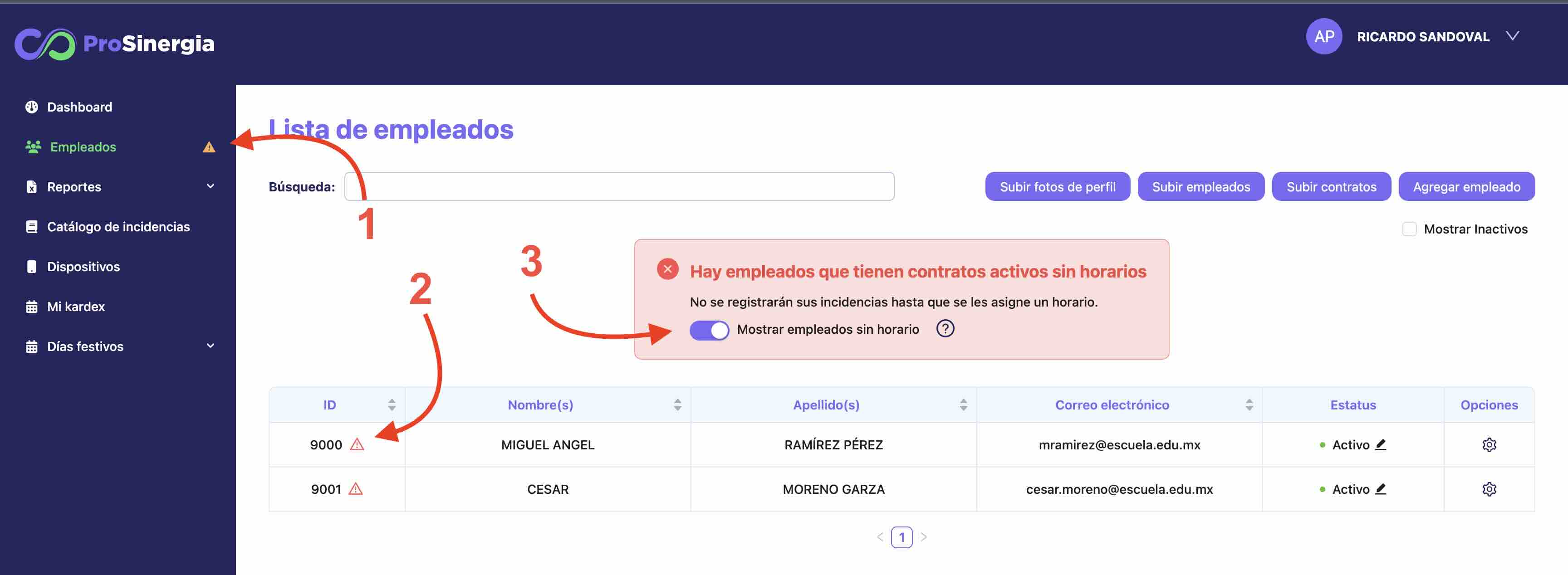 Cómo identificar docentes sin horario registrado